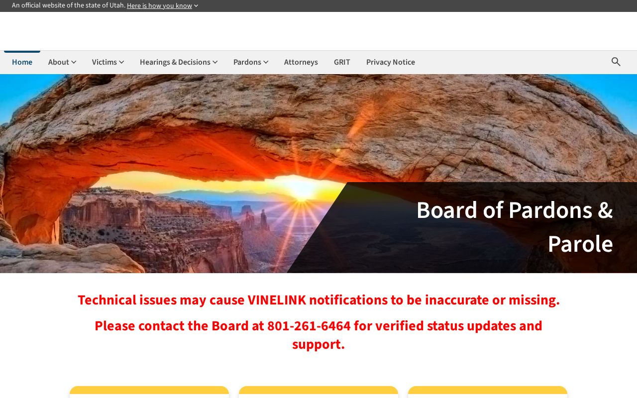 Utah Board of Pardons and Parole records access page