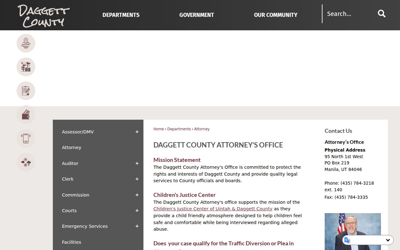 Daggett County Attorney office information for local charges