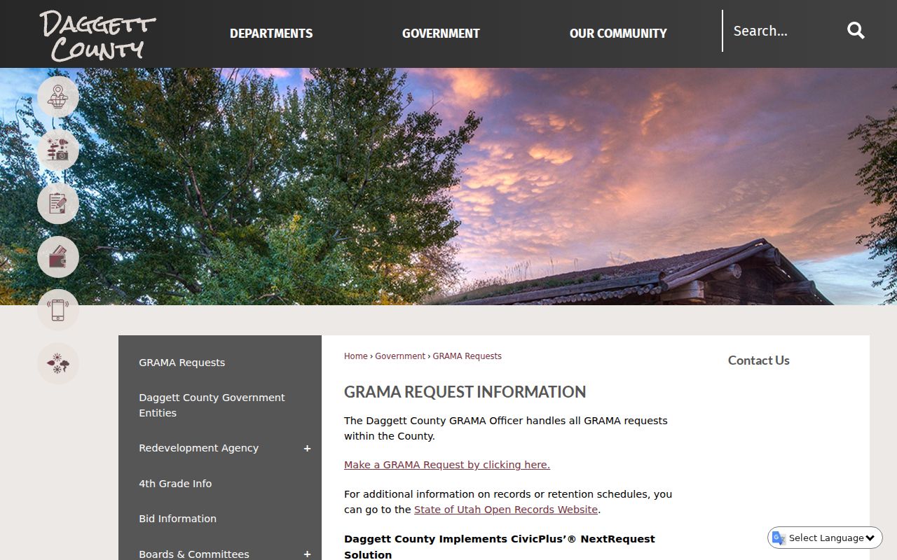 Daggett County GRAMA request information
