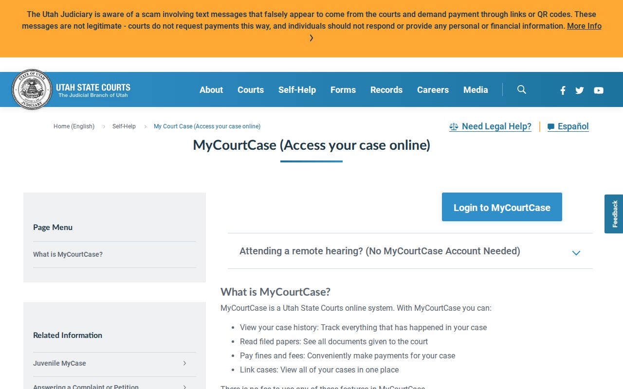Daggett County criminal court case access through Utah MyCase