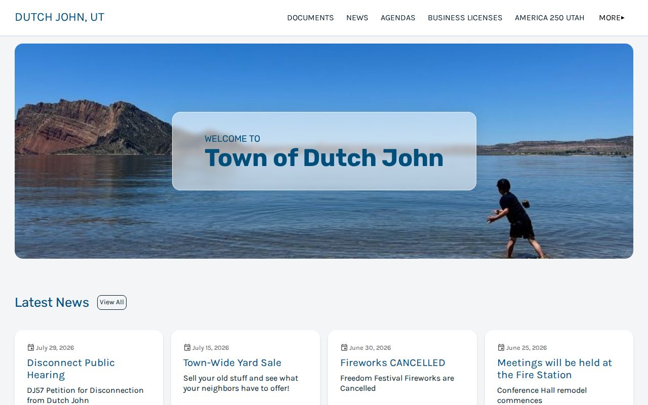 Official Town of Dutch John website for local public records